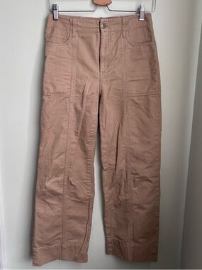 LOFT Wide Leg Crop Pant tan color size 0P euc